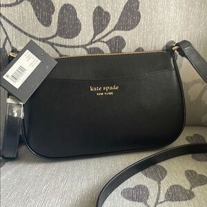Kate Spade Black Shoulder Bag with Heart Pattern